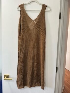 Cupshe Camel Brown Crochet Knit Cover-Up